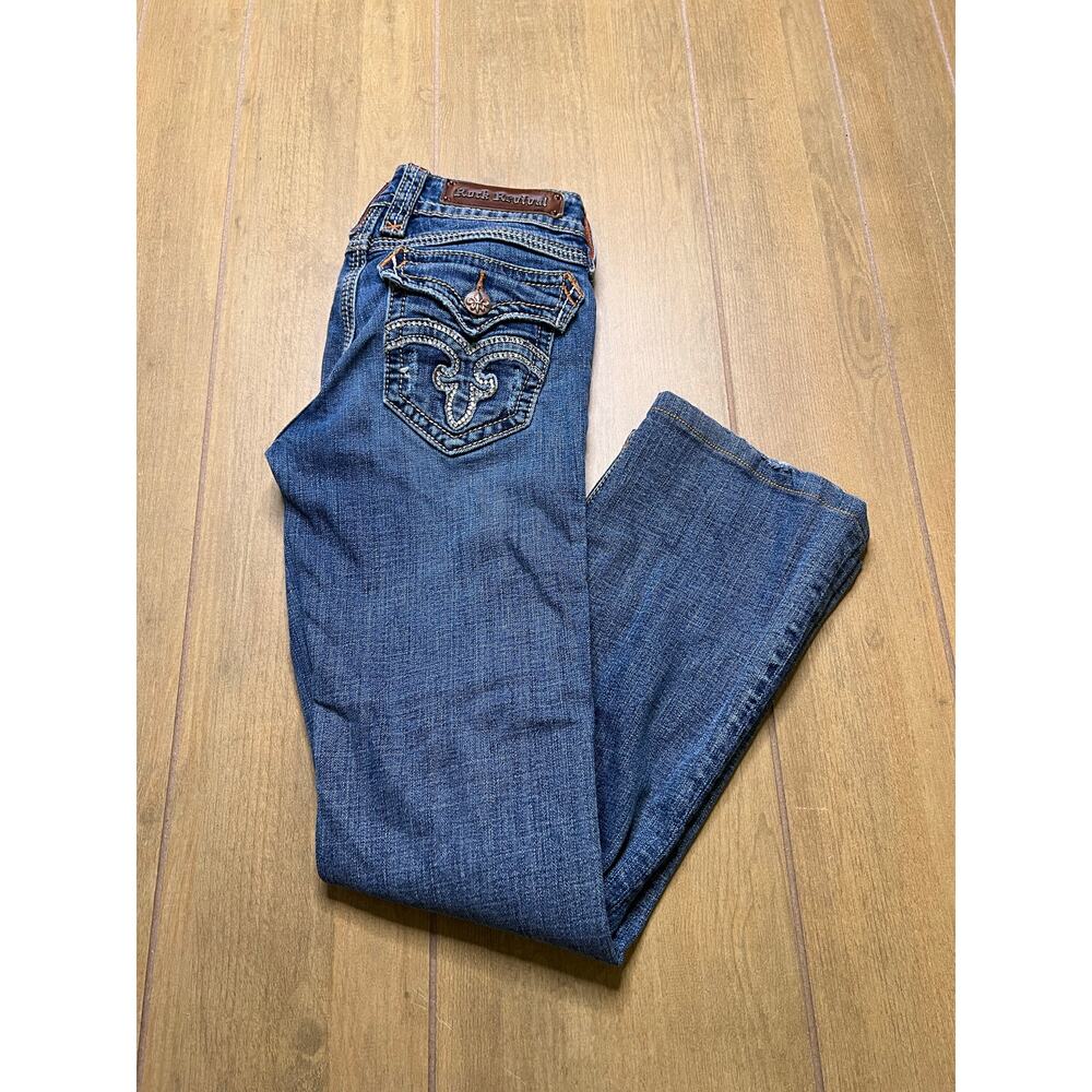 Y2K Rock Revival Women’s Debbie Bootcut Jean Size 28 flare boho western